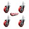 Service Caster 3.5'' Red Polyurethane Wheel Swivel 7/16'' Grip Ring Stem Caster Set, 4PK SCC-GR20S3514-PPUB-RED-716138-4 - alternate 4